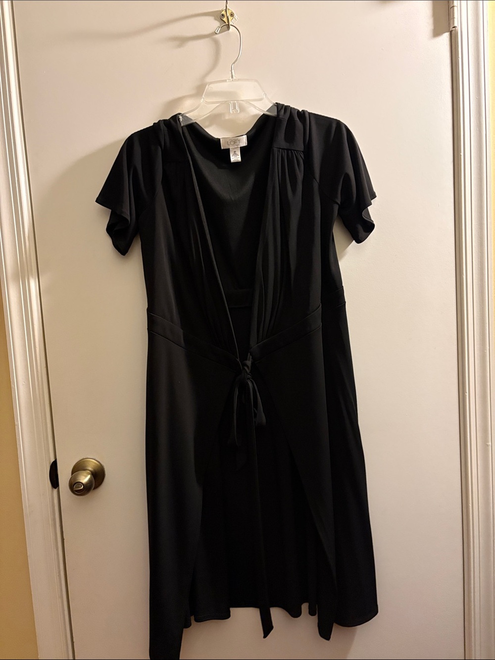 LOFT Black Wrap Shirt Sleeve Dress